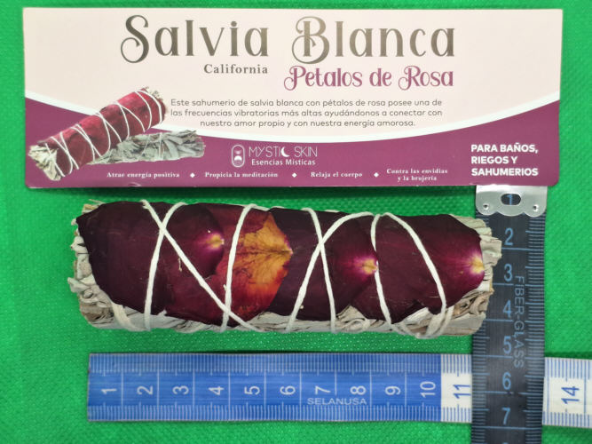 Sahumerio Salvia Blanca Petalos de Rosa Proteccion Contra Envidias Brujeria Mala Vibra Relax Meditar Energia Positiva_B